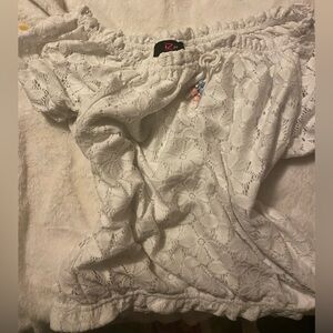 Kids White Lace Off-Shoulder Top With Beading